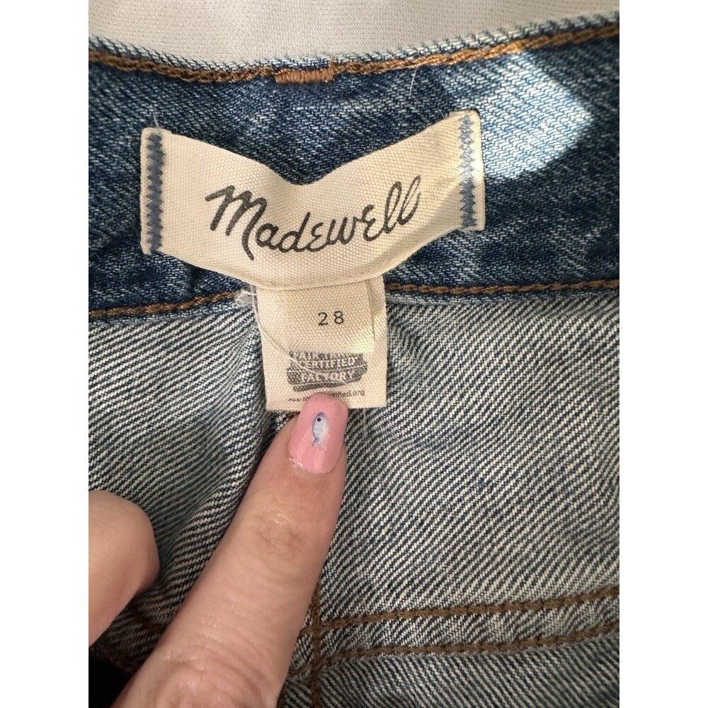 Madewell The Rilee Denim Midi Skirt Mid Wash Front Split Straight Pencil 28 - Picture 6 of 7